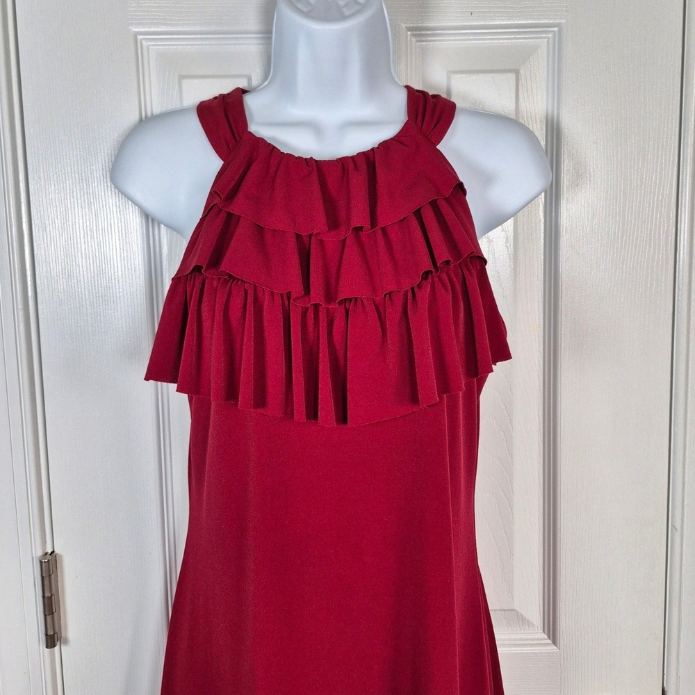 Red‎ sleeveless ruffle mini short dress womens 6 Enfocus Studios - Picture 2 of 7